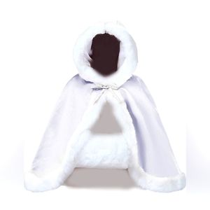Wedding Cape Hooded Cloak for Bride Winter Reversible with Fur Trim Free Hand